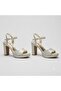 (Park Moda) Single Band Platform (1 cm) Women's High Heels (8 cm) Shoes Gold - 5