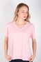Women's V-Neck Flowy Cotton T-Shirt with Side Slits - 3