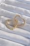 Brass Gold Color Zircon Stone Motif Heart Earrings - 2