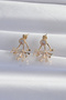 Brass Gold Color Zircon Stone Flat Bow Model Earrings - 2