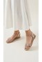 Women's Ankle Strap Imported Stone Detailed Wedge Sole Sandals Beige - 2