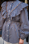 Women's Ruffle Detailed Double Line Detail Shirt Navy Blue - 5