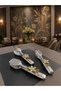 Tableware, Table, and Presentation Tray Set of 3 Titanium Tongs with Floral Accessories in Silver Color and Stylish Design - 3
