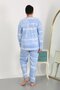 Fashion line women's plus size long sleeve combed cotton pajama set blue 202502 - 2