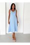 Women's Drawstring Strap Detailed Sleeveless Loose Flared Skirt Summer Midi Dress - 5