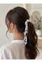 Pearl and Zircon Stone Figured Floral Patterned Tulle Dangle Bohemian Headband, Hair Scarf
