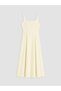 Peak New Season Yellow Square-Necked Waist-Fitted Poplin Dress - 6