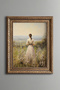Woman with Her Back Turned in the Flowers - Vintage Patterned Painting - Thick Model