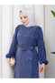 İpek Kupra Pearl Detailed Patterned Dress - 7