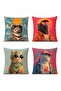 Noble Posture Cats Patterned 4-Piece Throw Pillow Cover Set - 3