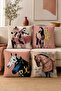 Pastel Drawing Horses Patterned 4-Piece Throw Pillow Cover Set