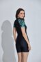 Women's Surfer Black Short Sleeve Zipper Jumpsuit Swimsuit - 3