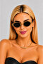 Oval Metal Frame Women's Sunglasses Uv Protection Black Frame - 2