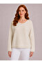 Women's White Knitwear Sweater Long Sleeve Relaxed Fit