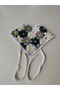 Bohemian Triangle Bandana Green White Floral - 3
