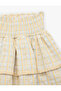 Cotton High Waist Pleated Detailed Gipeli Plaid Skirt - 3
