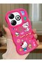 Infinix Smart 8 Pro Compatible Case Camera Protector Red Silicone Couple Phone Case Kitty Pattern