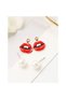 Pearl Earrings, Kiss Mouth, Red Enamel - 3