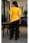 Women's Asymmetric Blouse with Balloon Sleeves - 3