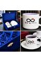 Customized Logo: Set of 5 Double Coffee Cups in Navy Blue Velvet Box - Corporate Gift - 2
