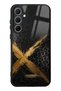 Samsung A35 Golden Leopard X Design Glossy Phone Case