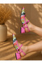 Amore Multicolor Straw 3 cm Short Heel Strappy Sandals Shoes - 2