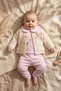 Flora Soft Touch Baby Girl 3-Piece Set - Jacquard Cardigan, Baby Collar Floral Embroidered Bodysuit and Pants Combination