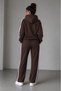Women's Striped Detail Hooded Tracksuit Set Brown - 2