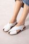 Vieste White Cross-Strapped Gold Buckle Women's Sandals - 2