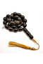 Kabs Yusr Rosary 33 Beads 14.5x18mm Dark Brown Oval Prayer Beads 95.5g Gold & White Silk Tassel - 3