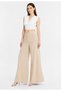 Elastic Waist Women's Cream Beige Trousers Wide Leg Non-See-Through Fabric - Women's Hijab Fabric Trousers - 4