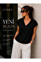 Kadın V Yaka Kısa Kollu Basic Bluz - 3