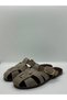 Luna Mink Suede Belt Detailed Gold Buckle Flat Sole Summer Comfortable Women's Slippers - 5