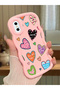iPhone XS Compatible Case Camera Protector Pink Silicone Couple Phone Case Heart Pattern