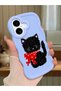 iPhone 16 Plus Compatible Case with Camera Protector Blue Silicone Couple Phone Case Cat Pattern