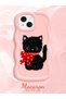 iPhone 15 Plus Compatible Case with Camera Protection Pink Silicone Couple Phone Case Cat Pattern - 2