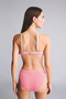 Regular Fit Wrinkled Textured Striped Pink Bikini Bottom G7030Ax26Sm - 4