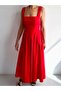 Waist Flounce Poplin Midi Dress (Pomegranate Flower) - 7