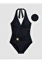 Black Halter Neck Women's Swimsuit - 6