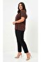 Women's Plus Size Short Sleeve V-Neck Stone Printed Viscose Blouse 2042-26 - 3