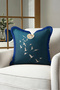 Moon Pattern Bird Figure Sky Fringed Pillowcase-Turna Petrol Blue Navy Blue Tassel Throw Pillow Cover - 5