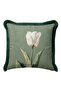 Elegant Tulip Pattern Floral Themed Fringed Pillowcase - Botanical Bohemian Black Tassel Throw Pillow Cover