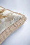 Botanical Leaf Design Fringed Pillowcase-Natural Modern Beige Mink Tassel Throw Pillow Cover - 8