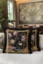 Japanese Floral Crane Design Fringed Pillowcase-Asian Garden Bohemian Black Tassel Throw Pillow Cover - 2