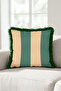 Modern Striped Velvet Fringe Pillowcase - Retro Beige Black Tassel Throw Pillow Cover with Block Design