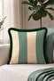 Modern Striped Velvet Fringe Pillowcase - Retro Beige Black Tassel Throw Pillow Cover with Block Design - 2