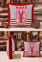 Sea Lobster Mare Fringed Pillowcase - Coastal Retro Red Burgundy Tasseled Throw Pillow Cover