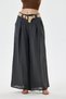 Women's Anthracite Italian 100% Linen Straw Belted Pleated Wide Leg Linen Trousers 40 - 46 Size - 6