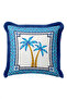 Palm Tree Mediterranean Blue Mosaic Fringed Pillowcase - Tropical Bohemian Navy Blue Tassel Throw Pillow Cover - 4