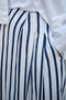 Women's Elastic Waist Thick Striped Loose Trousers Navy Blue - 4